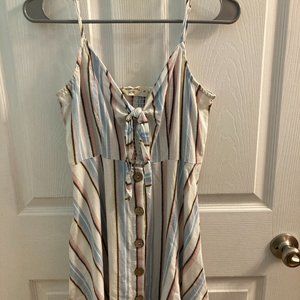 Striped Smocked Dress with Buttons